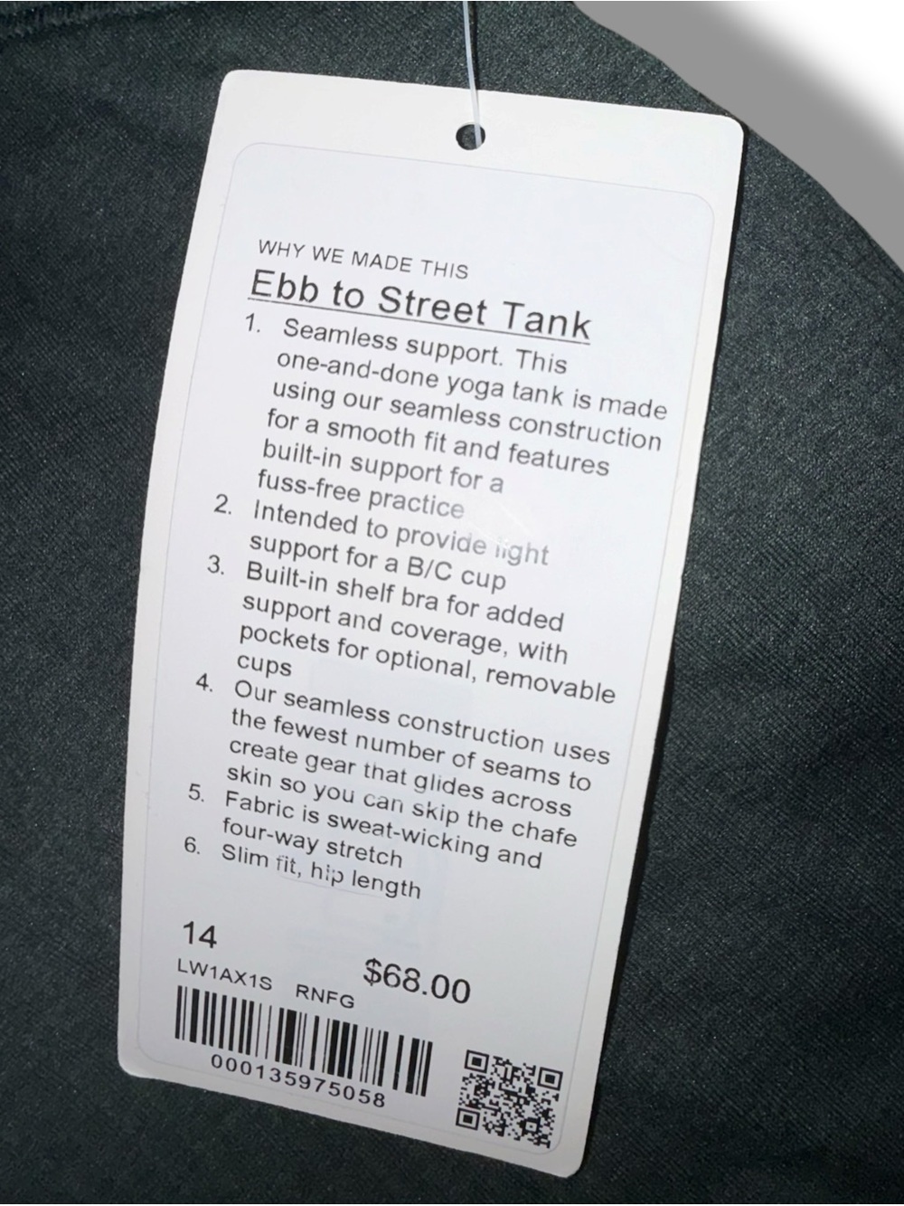 NWT LULULEMON Ebb to Street Tank – Rain Forest Green Size 14 - Picture 6 of 8
